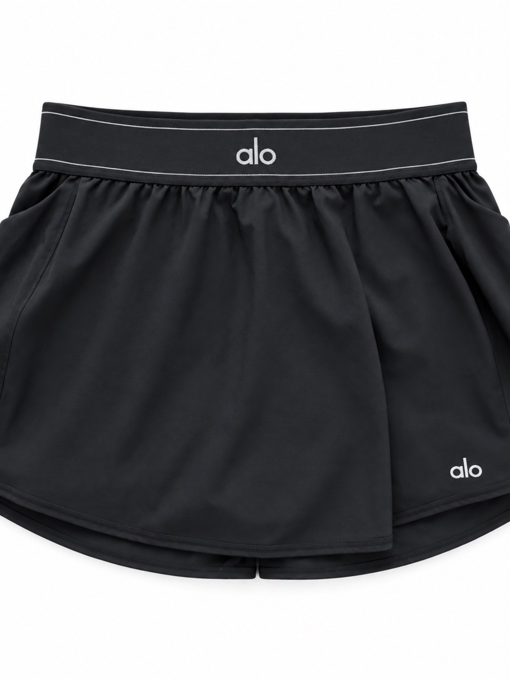 ALO Yoga Black Athletic Skort with Logo Waistband